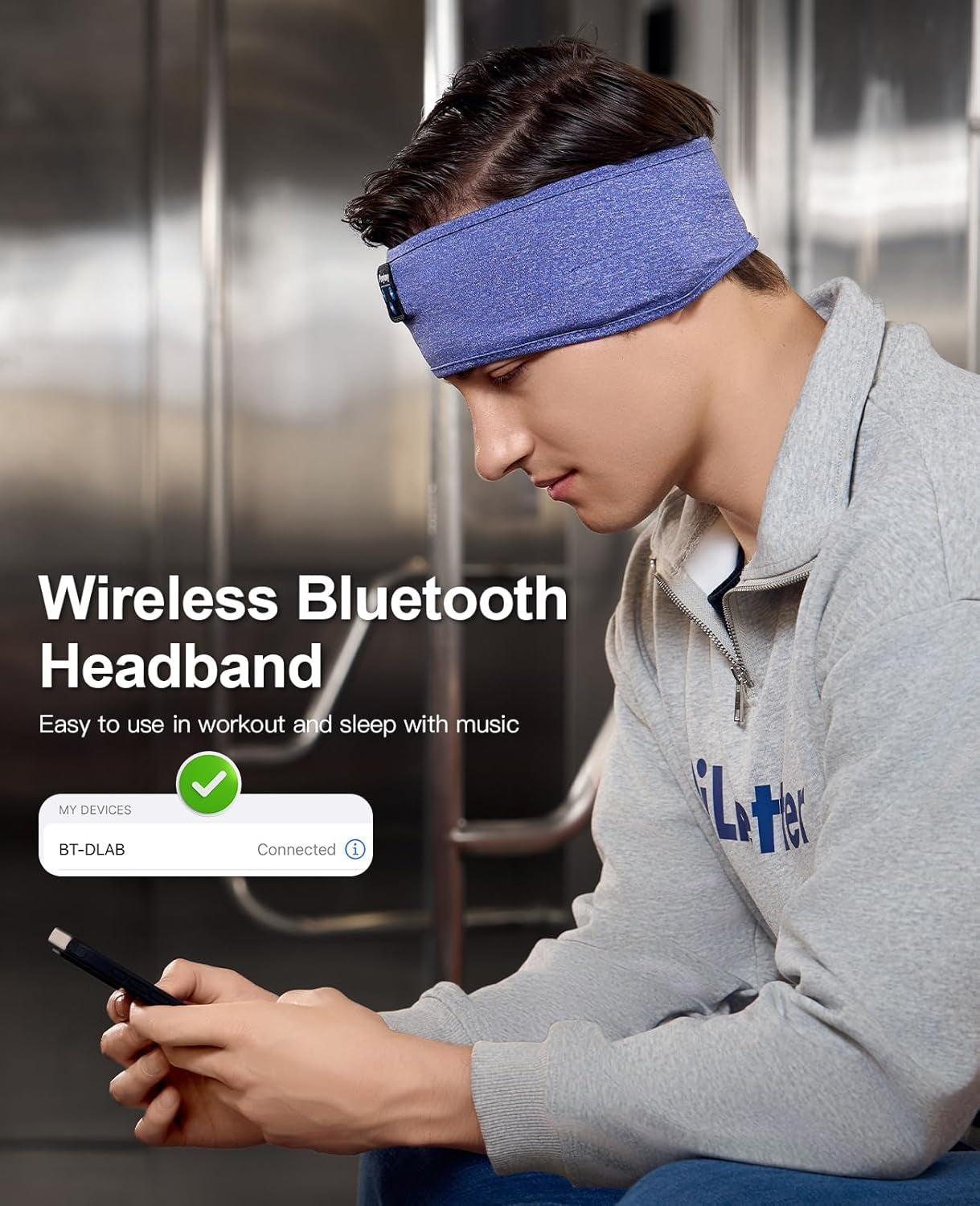 Sleep Headphones Wireless, Bluetooth Sports Headband Headphones with Ultra-Thin HD Stereo Speakers Perfect for Sleeping,Workout,Jogging,Yoga,Insomnia, Air Travel, Meditation (Skyblue)